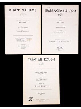 Vintage Girl Crazy Sheet Music Lot Of 3 Bidin Time Embraceable Treat Me Rough